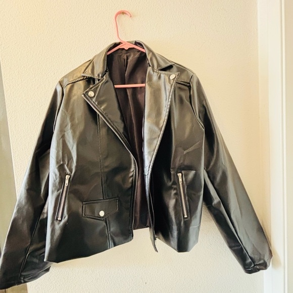 Jackets & Blazers - Pleather black biker jacket NWOT